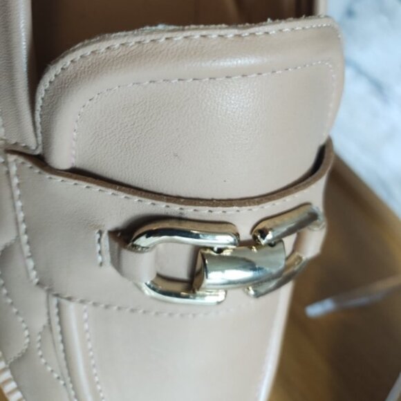ZARA Quilted Leather Loafers with Metal Buckle - Picture 7 of 12